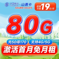 移动山青卡19元80G