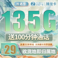 卡世界广电臻龙卡可选号29元135G+100分钟