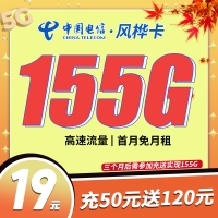 卡世界电信风桦卡19元155G