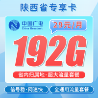 广电陕西卡29元192G+陕西专属！