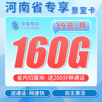 移动景室卡39元160G+200分钟+河南专属！
