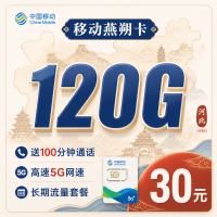 移动燕朔卡30元120G+100分钟+长期套餐+河北专属！