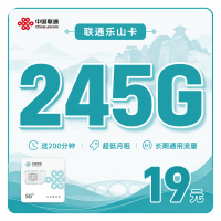 联通乐山卡19元245G+200分钟+四川专属！