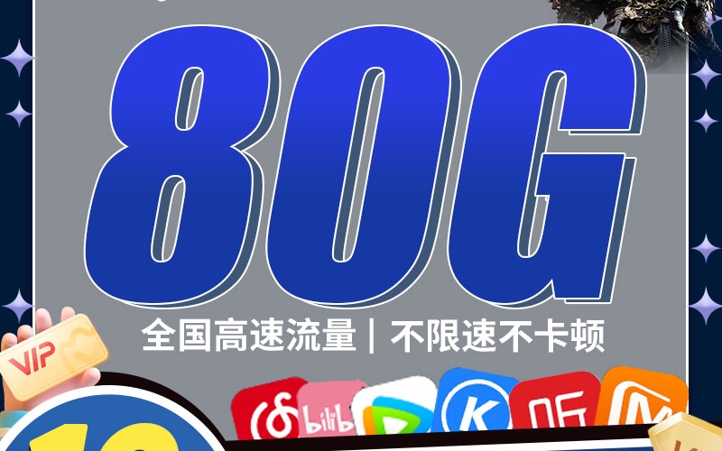 电信黑神卡19元80G+一年会员