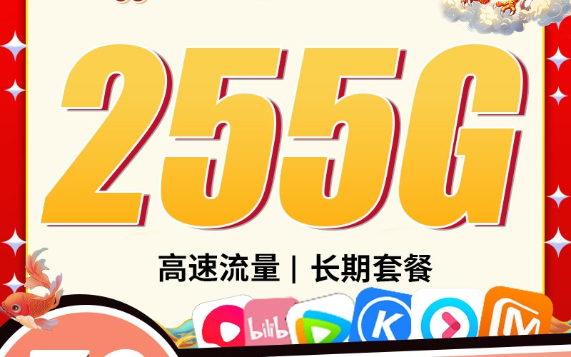 卡世界联通神运卡39元255G+视频会员