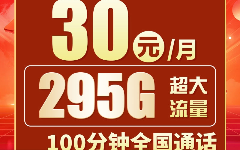 联通粤金卡30元295G+100分钟
