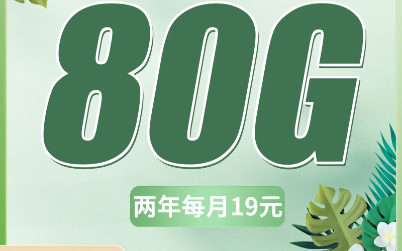 电信夏约卡19元80G+首月免费！