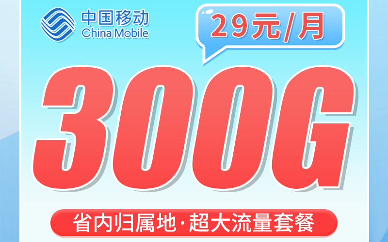 移动孔孟卡29元300G+山东专属！