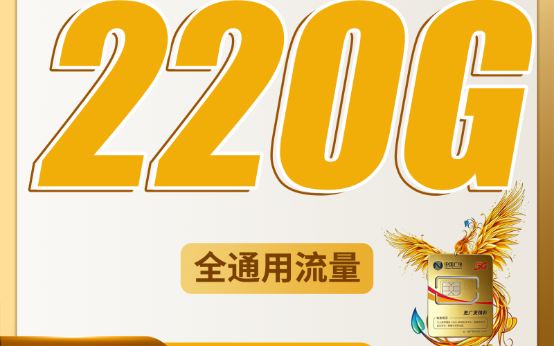 广电金风卡41元220G通用流量+可办副卡+可发全国！