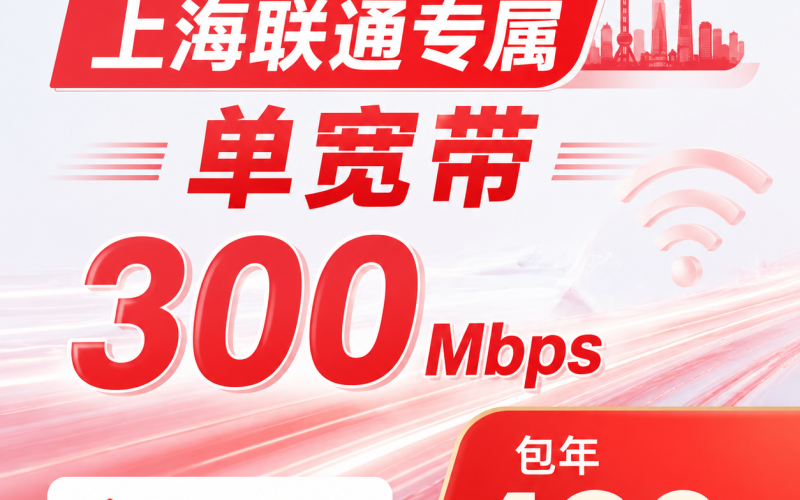 上海市单宽带联通480元年享300Mbps