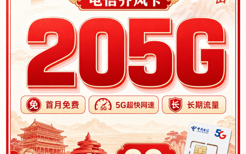 电信齐风卡29元205G全国流量+长期套餐+山东专属！